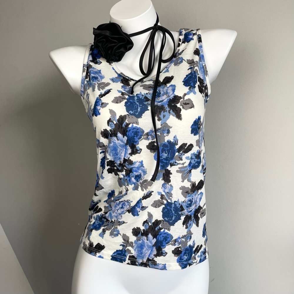 Vintage Floral Blue Tank Top
